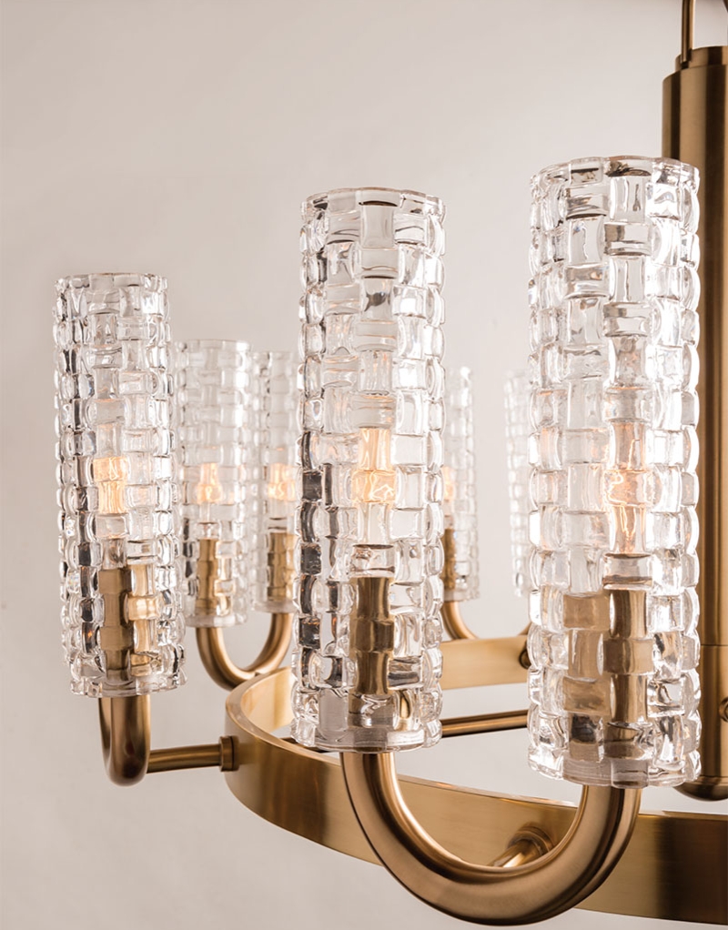 Innovative, intricate basketweave style glass on the Hudson Valley Dartmouth chandelier - An Interview with Brent Fields from Hudson Valley Lighting - LightsOnline Blog