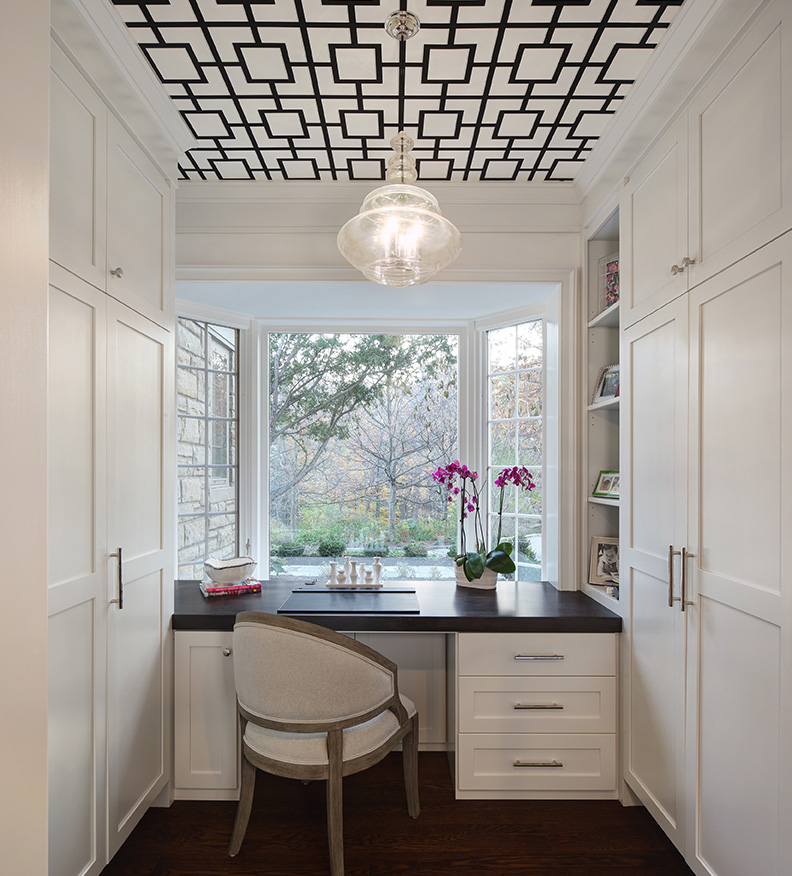 A pendant is a great choice for lighting a home office. Photo credit Trisha Shay. - LightsOnline Blog