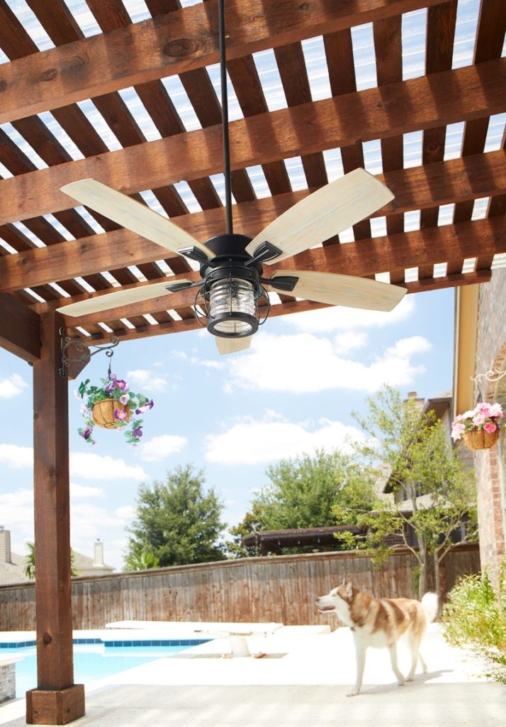Add ceiling fans - 5 Tips to Create a Cozy Outdoor Patio Space - LightsOnline Blog
