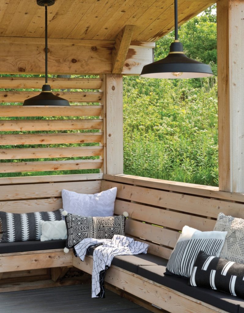Add outdoor pillows - 5 Tips to Create a Cozy Outdoor Patio Space - LightsOnline Blog