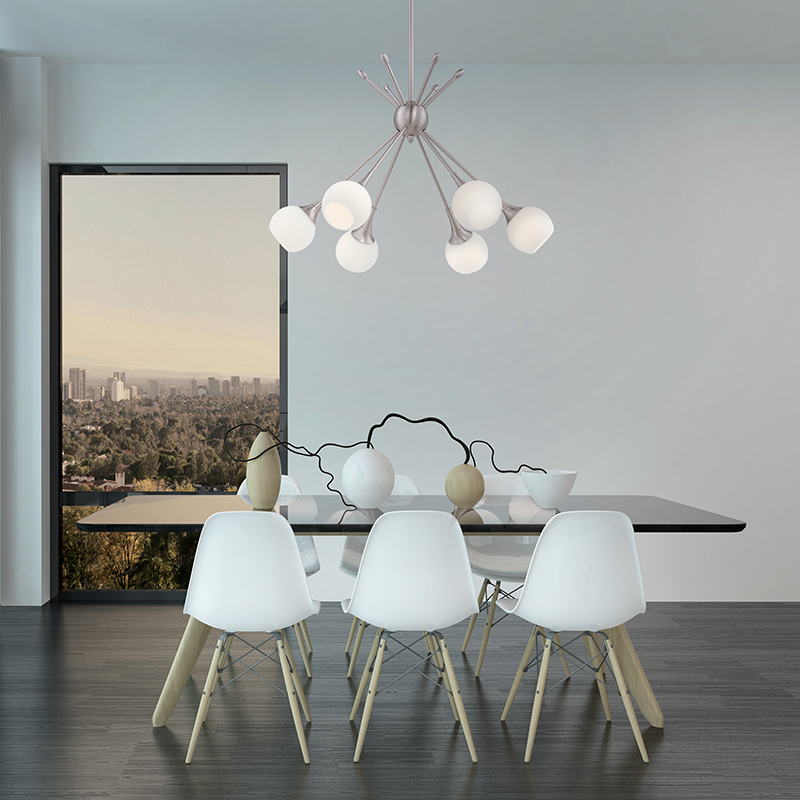 George Kovacs Pontil Chandelier - midcentury modern dining room - LightsOnline Blog