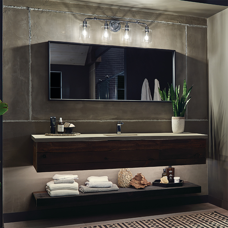 Floating vanity with bath lighting - Bath trends 2020 - LightsOnline Blog