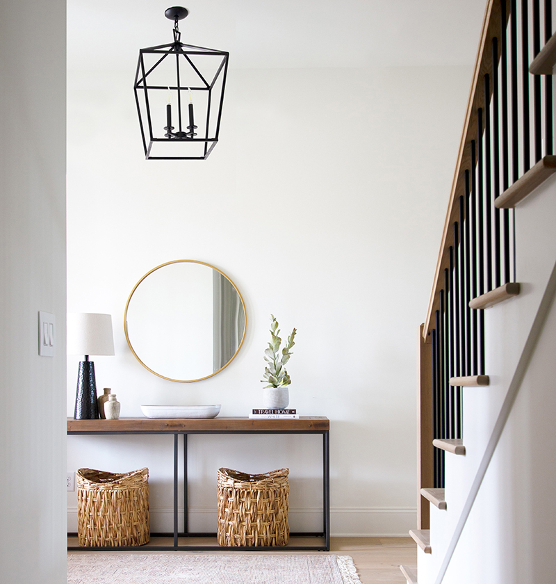 How to select the perfect foyer chandelier - try an open lantern light - photo credit @plankandpillow - LightsOnline Blog